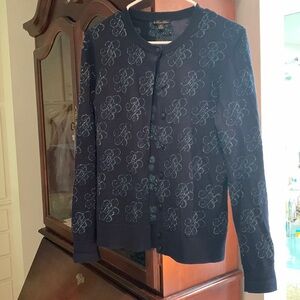 Brooks Brothers Navy Logo Cardigan